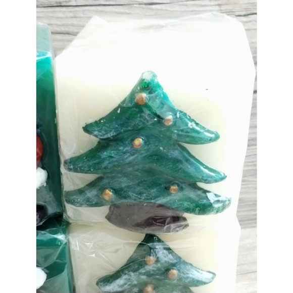 Vtg Christmas Tree & Santa Clause Candles Set of 4 NOS (cb5 - Picture 3 of 5